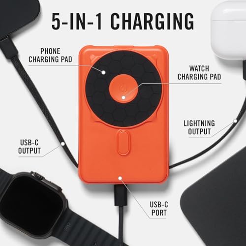 Ridge 20W Magnetic Power Bank Battery Pack 10,000mAh - Fast Charging - Portable Charger Flight-Safe Travel Powerbank - Built-in Cables & Magnetic Attachment (Basecamp Orange) - color: Basecamp Orange