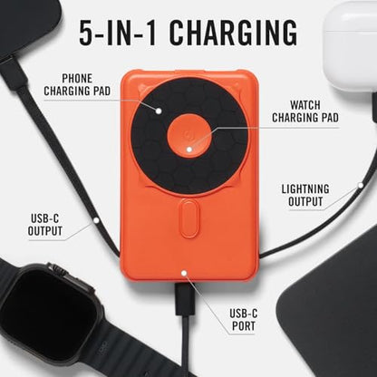 Ridge 20W Magnetic Power Bank Battery Pack 10,000mAh - Fast Charging - Portable Charger Flight-Safe Travel Powerbank - Built-in Cables & Magnetic Attachment (Basecamp Orange) - color: Basecamp Orange