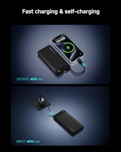 0.7'' Ultra-Slim 20000mAh Power Bank 45W Fast Charging Battery Pack