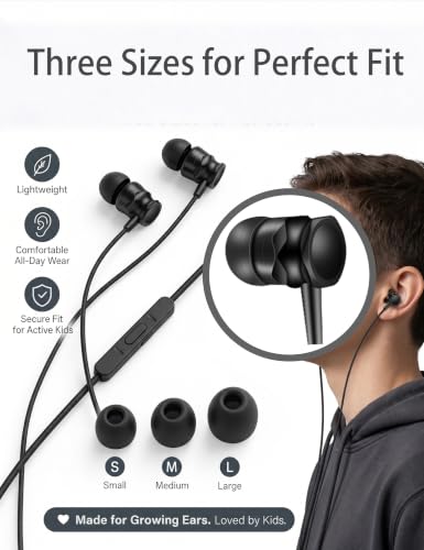 Teens Wired Earbuds with Case, 3.5mm Headphones for School, Classic Blue - color: Classic Blue