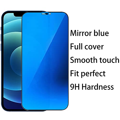 2 Pack Anti-Blue Privacy Tempered Glass Suit for iPhone 12 / iPhone 12 Pro Mirror Anti-Spy Screen Protector Anti-Peeping Film Electroplated 9H Hardness Anti-scratch 6.1 inch (Blue) - size: For iPhone 12 /iPhone 12 Pro