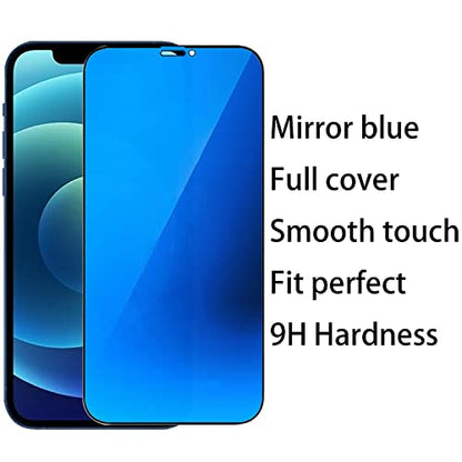 2 Pack Anti-Blue Privacy Tempered Glass Suit for iPhone 12 / iPhone 12 Pro Mirror Anti-Spy Screen Protector Anti-Peeping Film Electroplated 9H Hardness Anti-scratch 6.1 inch (Blue) - size: For iPhone 12 /iPhone 12 Pro