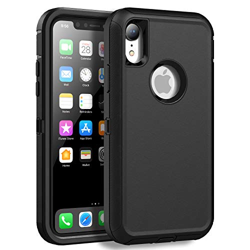 MXX Compatible with iPhone Xr Case, 3-Layer Super Protective Full Heavy Duty Body Tough Rugged Bumper Cover, Shock & Dust Proof, Designed for Apple Xr Phone Case 6.1" Black - color: Black