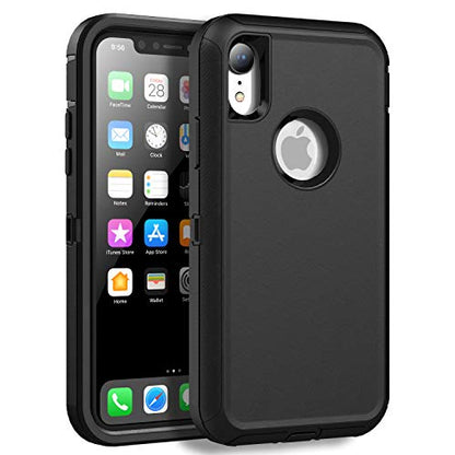 MXX Compatible with iPhone Xr Case, 3-Layer Super Protective Full Heavy Duty Body Tough Rugged Bumper Cover, Shock & Dust Proof, Designed for Apple Xr Phone Case 6.1" Black - color: Black