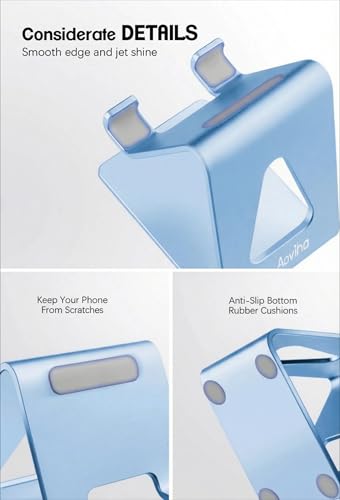 Aoviho Cell Phone Stand for Desk, Aluminum Phone Holder, Sky Blue - color: Sky Blue