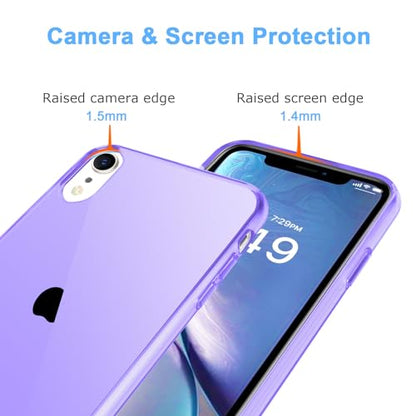 JJGoo Compatible with iPhone XR Case Clear Soft Transparent Shockproof Protective Slim Thin Bumper Phone Cover for XR, Clear Purple - color: Purple