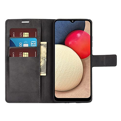 Flip Case for Samsung A03S Wallet PU Leather Magnetic Protective Cellphone Case for Samsung Galaxy A02S A025M A03S A037M Folio Book Cover with Stand (Black) - color: Black