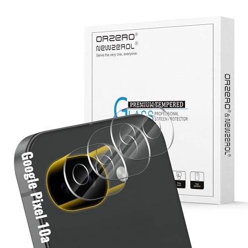 Orzero (3 Pack Camera Lens Protector Compatible for Google Pixel 10a, Protector de Cámera Tempered Glass 9H High Definition Anti-Scratch Bubble-Free Case Friendly - size: 6.3 Inch