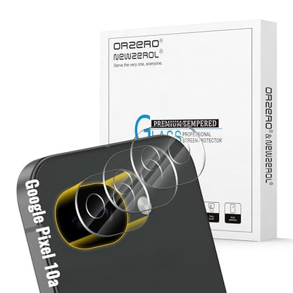 Orzero (3 Pack Camera Lens Protector Compatible for Google Pixel 10a, Protector de Cámera Tempered Glass 9H High Definition Anti-Scratch Bubble-Free Case Friendly - size: 6.3 Inch