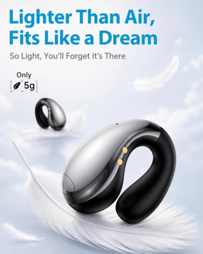 Boytond Ultra Open Ear Earbuds, Comfort Clip On Earbuds, Wireless Bone Conduction Headphones with Bluetooth 5.3, Fast Charging Fast Charging for Running, Sports, and Travel, Mirror Black