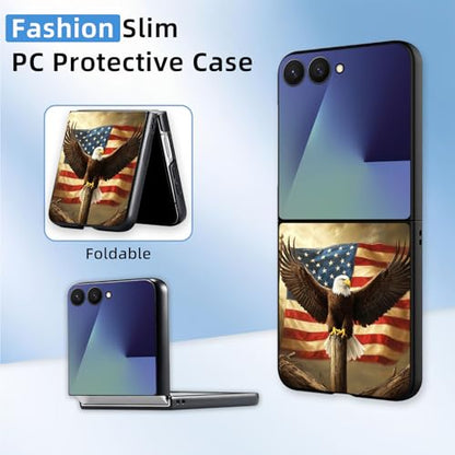 for Z Flip 7 Case Ultra Thin 1.2mm Matte Hard PC Phone Cover- Anti-Scratch Anti-Fingerprint Slim Fit Shockproof Protection Cover for Samsung Galaxy Z Flip 7 Case,Flag Eagle Cross - color: Flag Eagle Cross