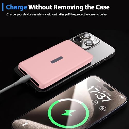 Case for TORRAS MiniMag Power Bank 10000mAh,Silicone Protective Cover with Shockproof Bumper,Anti-Fingerprint Dust Resistant,Washable Non-Slip Skin,Charge-Through Cutout,Portable Travel Sleeve,Pink - color: Pink
