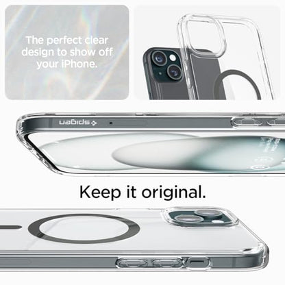 Spigen for iPhone 15/14/13 Case, Ultra Hybrid MagFit [Anti-Yellowing] [Compatible with Magsafe] - Clear Graphite - color: Clear Graphite, size: iPhone 15 / 14 / 13