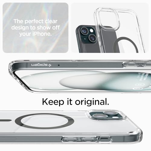 Spigen for iPhone 15/14/13 Case, Ultra Hybrid MagFit [Anti-Yellowing] [Compatible with Magsafe] - Clear Graphite - color: Clear Graphite, size: iPhone 15 / 14 / 13