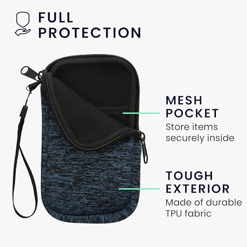 kwmobile Universal Phone Pouch Size L - 6.5" - Neoprene Smartphone Pouch with Zip - Water-Repellent Mobile Phone Case - Sleeve in Deep Ocean/Black - color: Deep Ocean / black, size: L - 6.5"