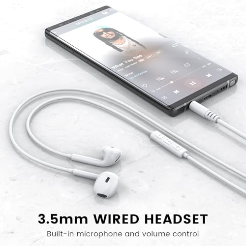MOSWAG Wired Earbuds with Microphone, 3.5mm Jack in-Ear Headphones, White - color: White, size: 1 pack