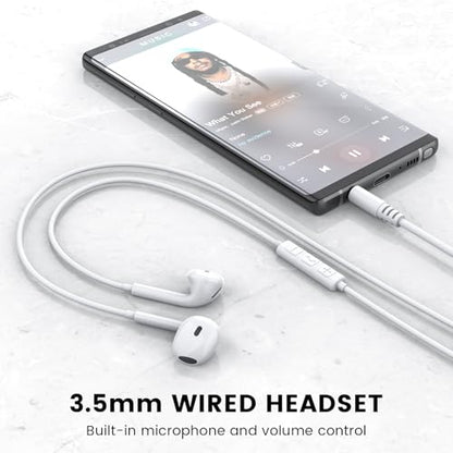 MOSWAG Wired Earbuds with Microphone, 3.5mm Jack in-Ear Headphones, White - color: White, size: 1 pack