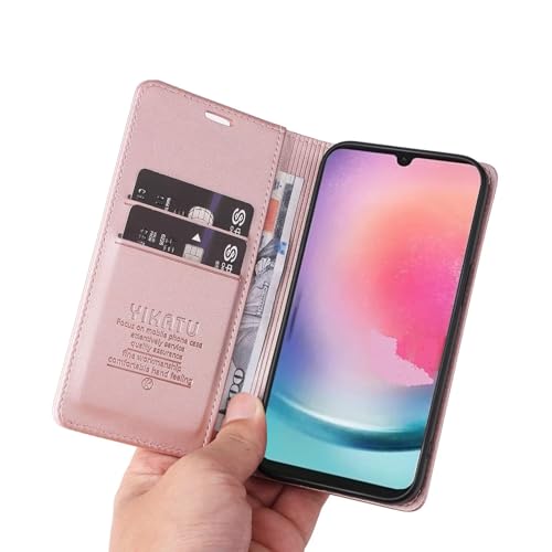 Compatible with Samsung Galaxy A25 Wallet Case PU Leather Flip Folio Case with Card Holder Magnetic Closure Shockproof Protective Phone Cover Rose Gold - color: Rose Gold, size: Samsung A25