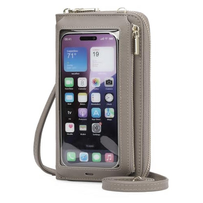 GOIACII Phone Purse Crossbody Bags for Women Small Travel Wallet Touch Screen RFID Blocking - color: A05 Grey