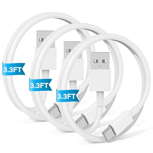 Car Carplay Cable USB to USB C Cable for iPhone 16 15 Pro Plus Pro Max，3-Pack 3.3FT USB A to USB C Cable for iPad Pro/Air/Mini，for Samsung S24/S23/S22/S21，for MacBook Pro/Air and More - color: White, size: 3.3FT+3.3FT+3.3FT