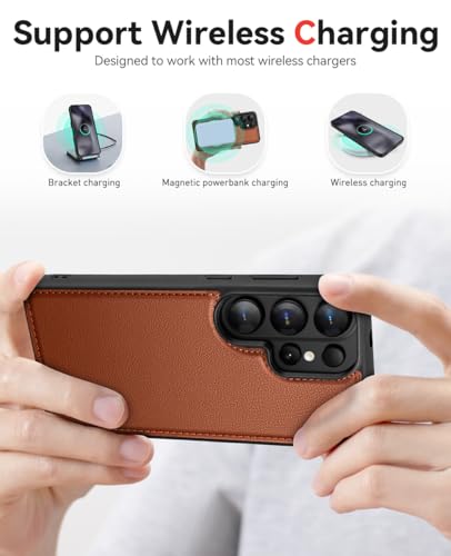 OCASE for Samsung Galaxy S26 Ultra Detachable Wallet Case with Card Holder, [2 in 1] PU Leather Flip Folio Case with RFID Blocking Stand Wrist Strap Shockproof Phone Cover 2026, Litchi Brown - color: Litchi Brown, size: Samsung Galaxy S26 Ultra