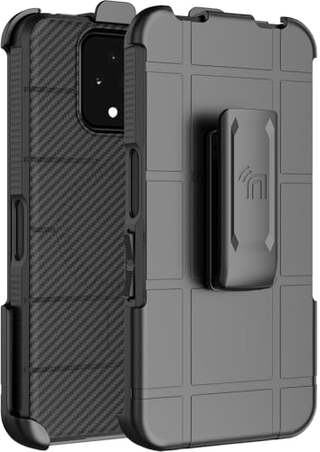Case and Holster Combo for Sonim XP Pro 5G Phone - Carbon Fiber Design | Compatible with MagSafe, Magnetic, Rugged Cover, Enhanced Grip, with Belt Clip Holder, Ratchet Rotation - color: Carbon Fiber