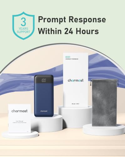 charmast Portable Charger Built-in Cables, 10000mAh Slim Power Bank Pocket - color: Navy
