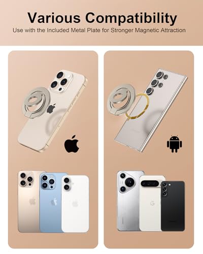 iPhone 17ProMax Portable Magnetic Phone Ring Holder MagSafe Phone Kickstand - color: Gold