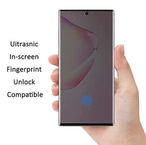 [2 Pack] Galaxy Note 10 Plus Privacy Screen Protector, [Anti-Spy] [Case Friendly] [Full Coverage] [Support in-Screen Unlock] Premium Flexible Film TPU Screen Protector for Samsung Note10+ - size: for Samsung Note10+