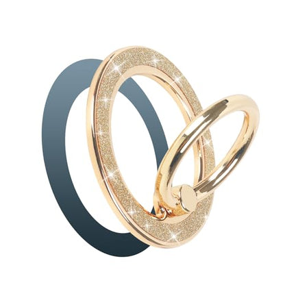 Guppy Magnetic Phone Ring Holder, Glitter Magnet Finger Ring Grip Stand Holder, 360° Rotation with Cell Phone Ring Stand, Compatible with MagSafe for iPhone 17 Pro Max 16 15 14 13 12All-Gold - color: Gold