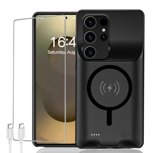 Battery Case for Galaxy S25 Ultra,Upgraded 12000mAh Rechargeable Portable Extended Battery Pack Supported Qi Wireless Charging Case Compatible with Galaxy S25 Ultra(6.9 inches) Charging Case-Black - size: Galaxy S25 Ultra