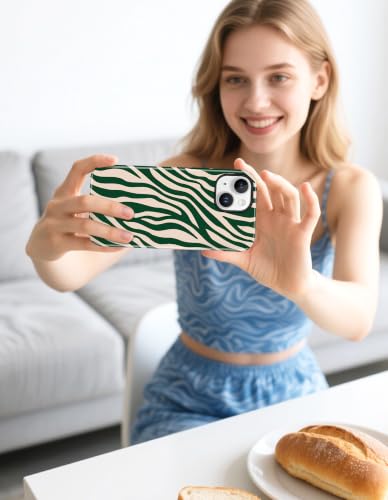 Jusy Magnetic Zebra Phone Case for iPhone 17 Pro Max,Green | Compatible with MagSafe, Cute Aesthetic Zebra Design, TPU and PC Protective Shockproof Cover - color: Green