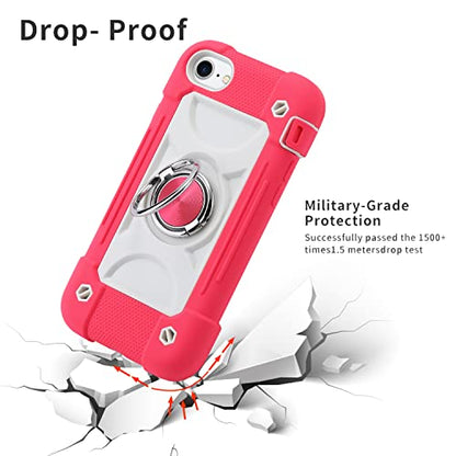 MARKILL Compatible with iPhone Case with Ring Stand, Heavy-Duty Military Grade Shockproof Phone Cover (Hot Pink, iPhone SE 3rd/2nd/iPhone 8/7/6S/6) - color: Hot Pink, size: iPhone SE 3rd/2nd/iPhone 8/7/6S/6