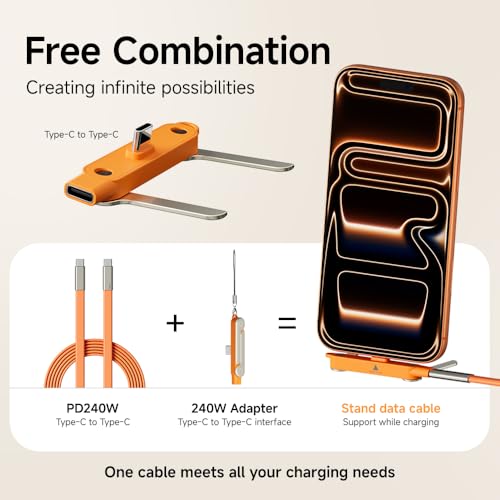 NKV 240w Stand Data Cable Invisible Foldable Holder Charger Cable - style: Black, Data Cable Set