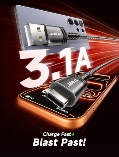 JSAUX USB C Cable [2-Pack 6.6ft], USB A to USB C for iPhone, Samsung, Grey - color: Grey, size: 6.6ft+6.6ft