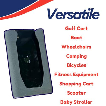 Chatelet Universal Strap-On Phone Holder Mount | Attaches to Boat Rails, Golf Carts, Strollers, Wheelchairs, Bikes, Scooters & Fitness Equipment | Phone Cradle with Secure Straps | Made in USA (Gray) - color: Gray