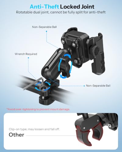 OMOTON Bike Phone Holder Extended Arm, Anti-Shake Camera-Friendly Mount - color: 7-Black Pro