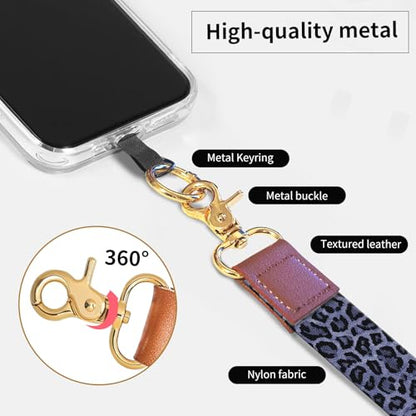 Phone Lanyard Crossbody Wrist Strap, Cute Cell Phone Lanyards for around the Neck Wristlet Wrist Strap - color: Luxury Purple Leopard
