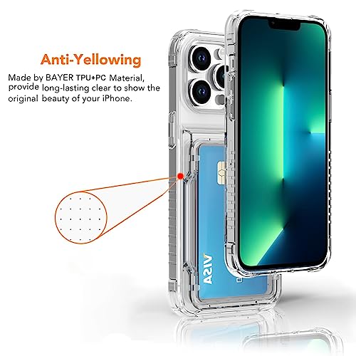 Wallet Case for iPhone 13 Pro Max with 3 Credit Card Holder Slot | Shockproof Hybrid Heavy Duty Protection Transparent Phone Cover (Clear) - color: Clear, size: iPhone 13 Pro Max