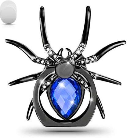 Spider Shape Mobile Ring Holder Stand, 360 Degree Rotation Universal Spider Finger Kickstand with Polished Metal Phone Grip for Cell Phone (Blue) - color: Blue