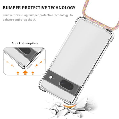 Clear Case for Google Pixel 8 Neck Cord Adjustable Crossbody Strap Phone Case for Women Transparent Soft TPU Anti Scratch Shockproof Protective Cover for Google Pixel 8 - Rainbow Yellow - size: Google Pixel 8