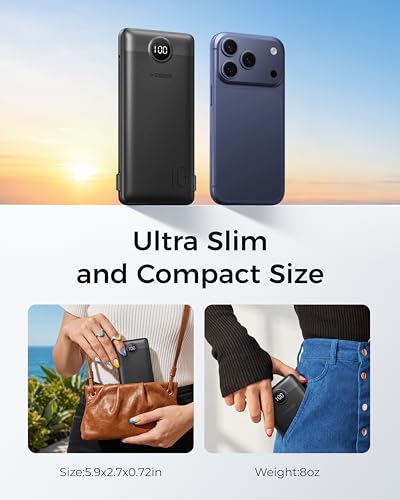 VEGER Portable Charger for iPhone, Power Bank Built in Cables and Wall Plug - color: A Black
