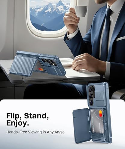 GolbinBox for Samsung Galaxy S26 Ultra Case with Wallet&Lock,Dragonfly Blue | Card Holder, Slide Camera Cover, Built-in Safety Lock & RFID Protection, Holds 4~5 Cards or Cash, S26 Ultra Wallet Case 6.9'' - color: Dragonfly Blue