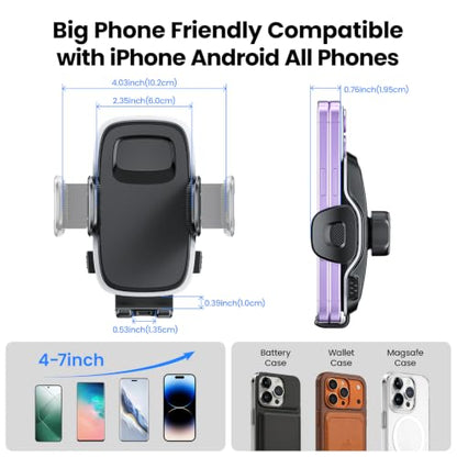 Phone Holders Car Dashboard/Windshield/Vent 3-in-1 Strong Suction Cup Phone Mount for iPhone 17/16/15/14, Samsung Galaxy S25/S24/S23, Thick Case Friendly 360° Rotation Hands-Free Stand