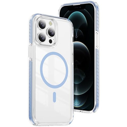 DEERLAMN Magnetic Clear Case for iPhone 12/iPhone 12 Pro 6.1-Inch, [Compatible with Magsafe][Anti-Yellowing] Transparent Slim Shockproof Protective Phone Cover, Blue - color: Blue, size: iPhone 12/12 Pro-6.1 Inch