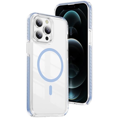 DEERLAMN Magnetic Clear Case for iPhone 12/iPhone 12 Pro 6.1-Inch, [Compatible with Magsafe][Anti-Yellowing] Transparent Slim Shockproof Protective Phone Cover, Blue - color: Blue, size: iPhone 12/12 Pro-6.1 Inch