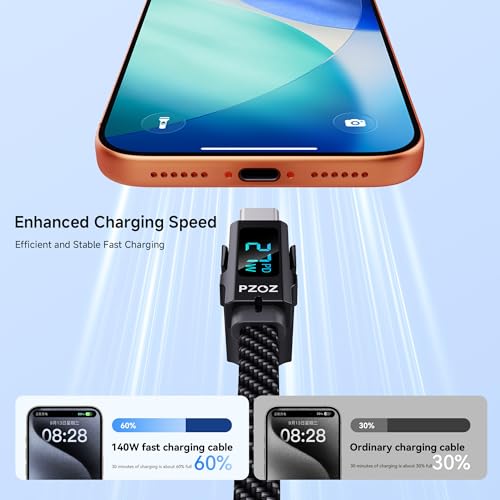 pzoz 6-in-1 USB-C Multi Charging Cable, 140W PD with Apple Watch Charger