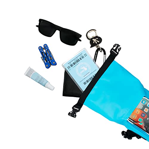 geckobrands Waterproof Phone Tote with 2L Dry Bag and Adjustable Strap – Protect Your Phone and Valuables While on The Go - color: Neon Blue