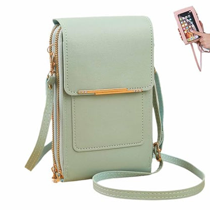 Touchscreen Phone Crossbody Bag, Multi-Card Slots & Coin Pouch, Small Crossbody Wallet for Women Travel Daily Use - color: Green