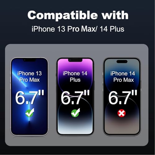 Screen Protector for iPhone 13 Pro Max / 14 Plus 6.7 inch [Auto Dust Elimination] Full Coverage Tempered Glass Film 9H+ Military-Grade Protection,[No Bubbles No Dust] [2 Pack] - size: iPhone 13 Pro Max/14Plus